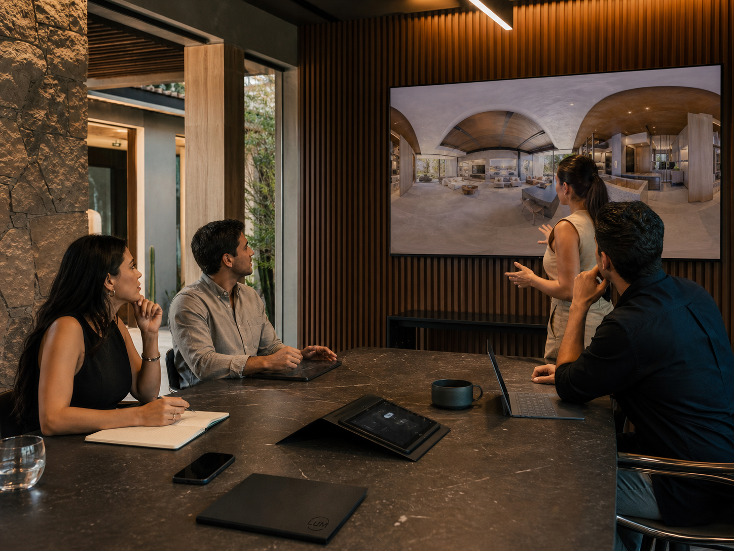 Professional team reviewing an immersive experience strategy