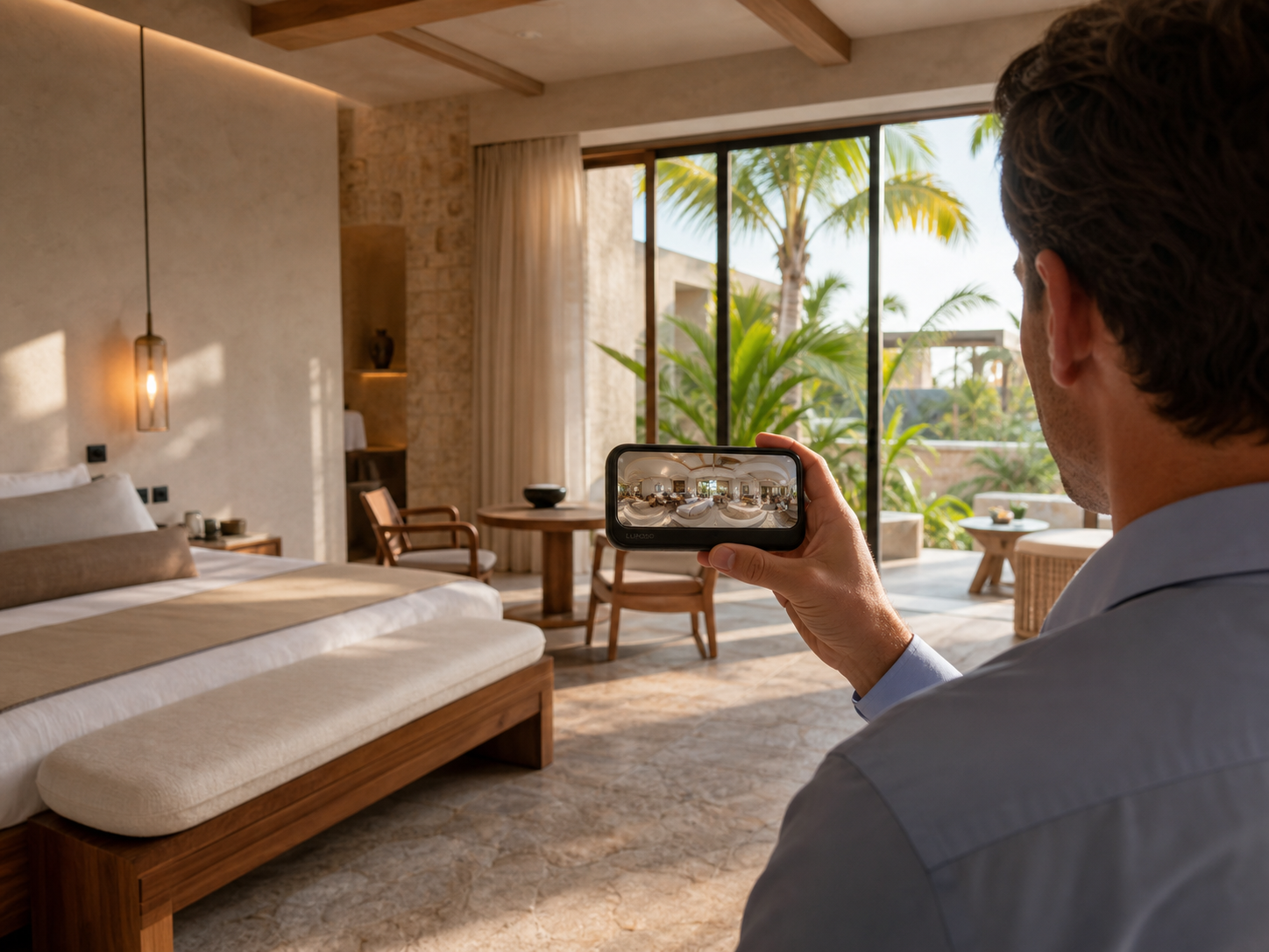 Boutique hotel room explored through a virtual experience
