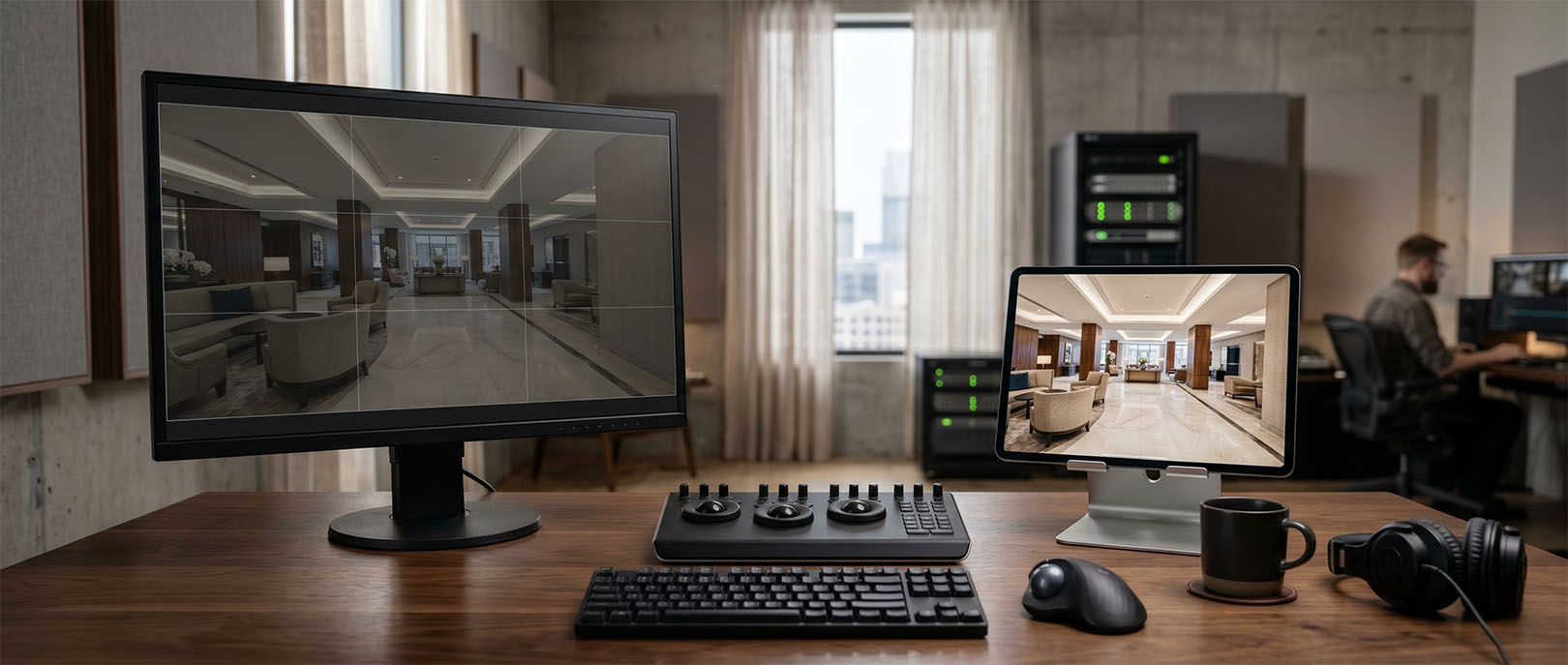 Comparison of visual editing levels for a professional virtual tour