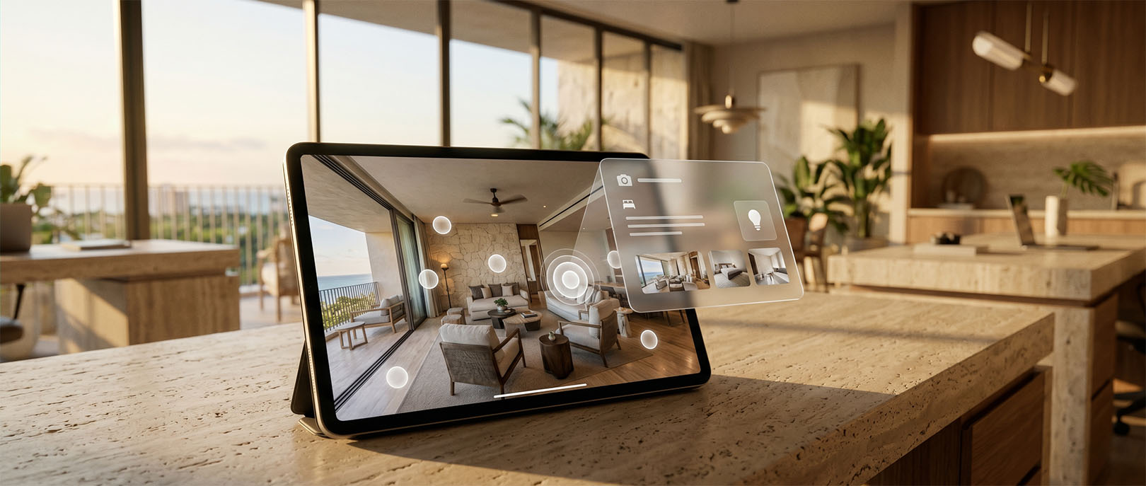 Interactive hotspots explaining features inside a virtual tour