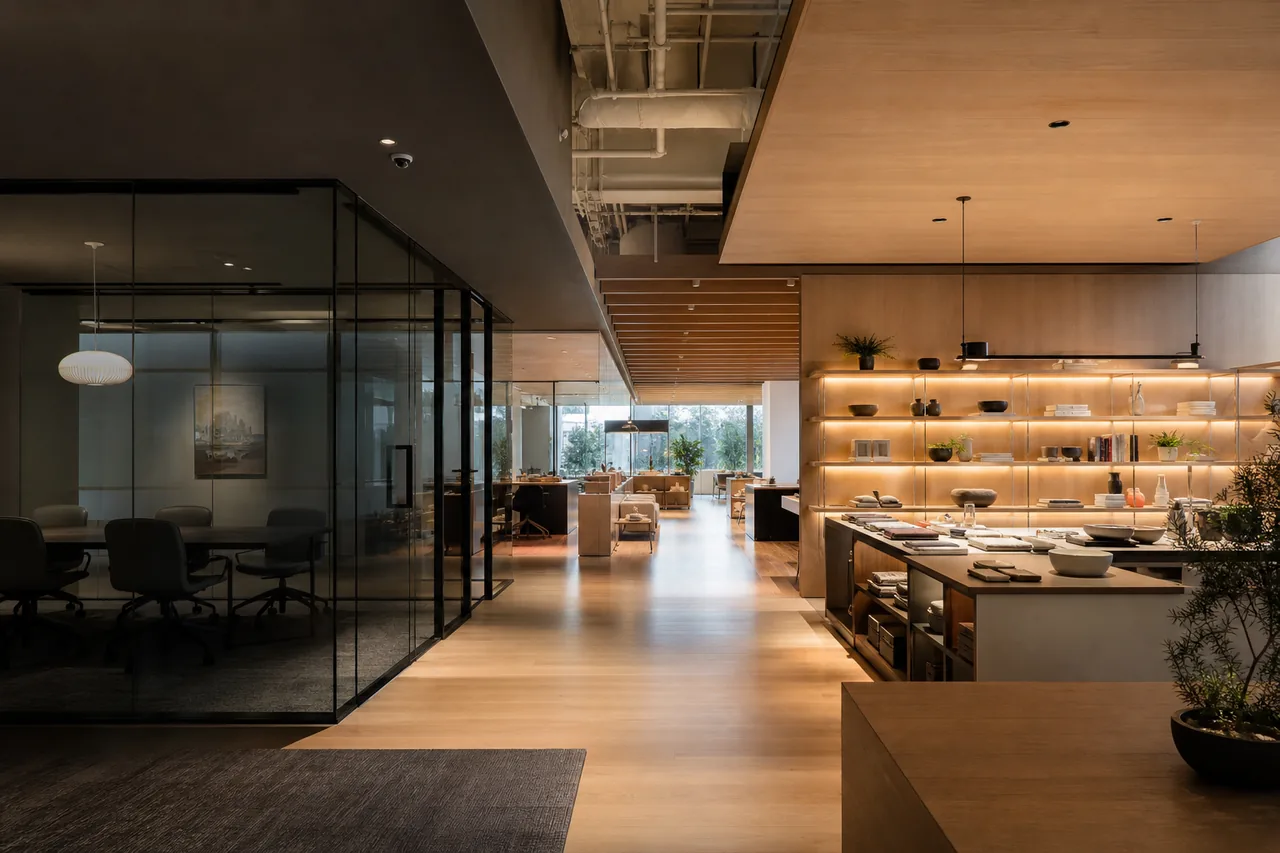 Espacio corporativo y showroom de dise&ntilde;o contempor&aacute;neo