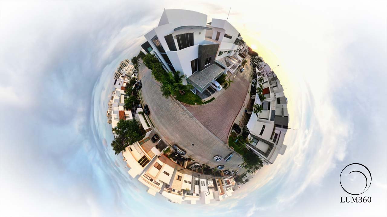 Vista 360° de Casa Residencial Aqua y su calle