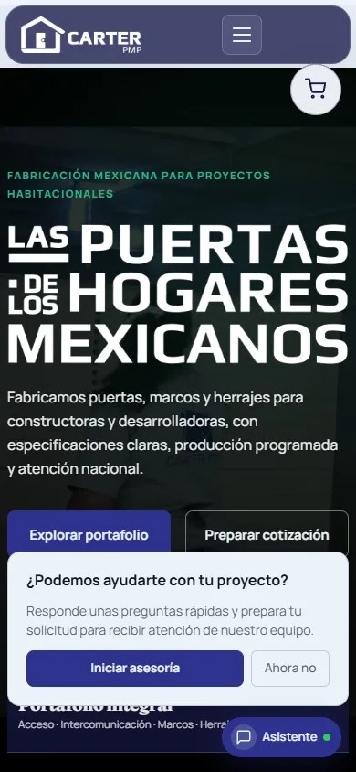 Carter PMP website on a phone
