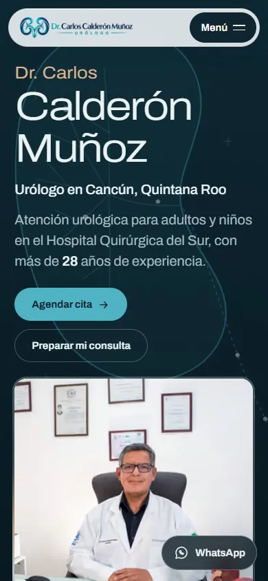Dr. Carlos Calderón’s website on a phone