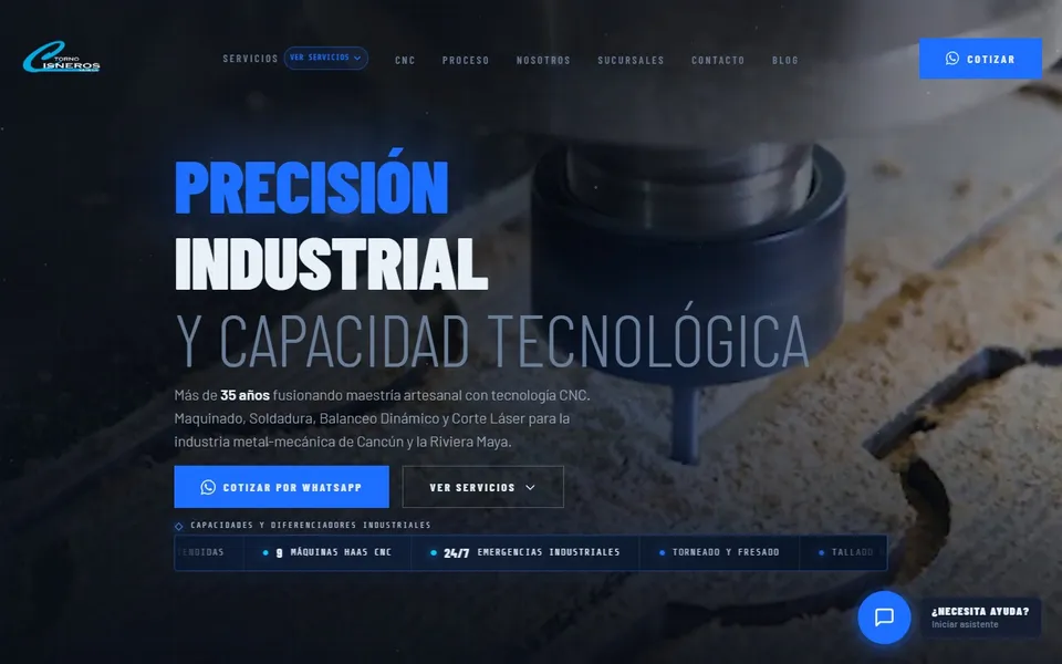 Torno Cisneros website on desktop