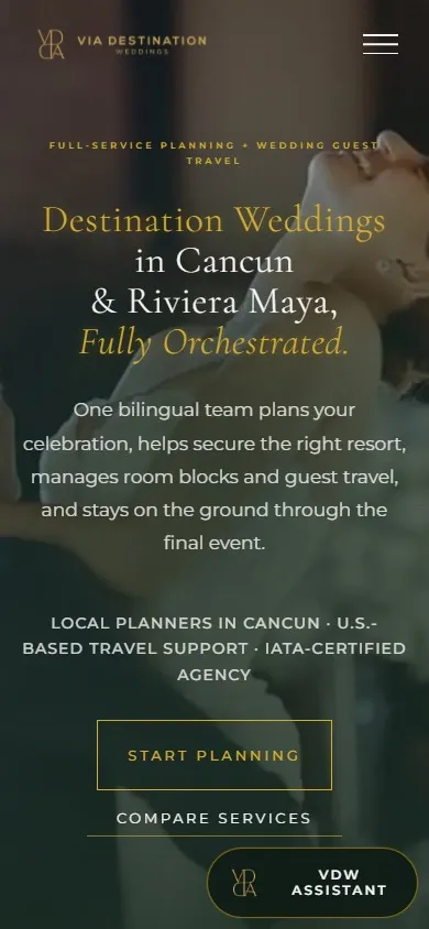 Via Destination Weddings website on a phone