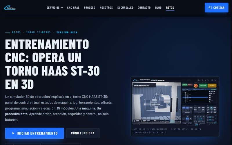 Vista de Simulador CNC: opera un torno HAAS ST-30 en 3D
