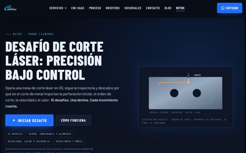Vista de Desafío de corte láser: precisión bajo control