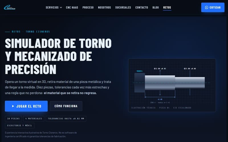 Vista de Simulador de torno y mecanizado de precisión