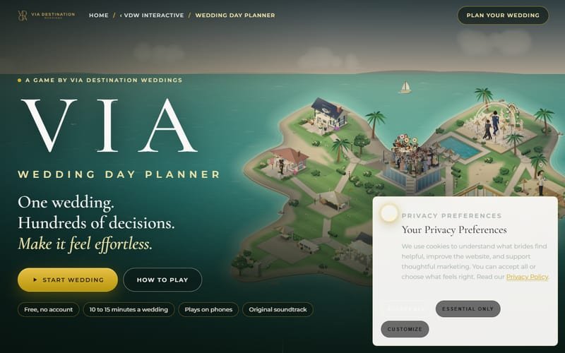 Vista de VIA Wedding Day Planner