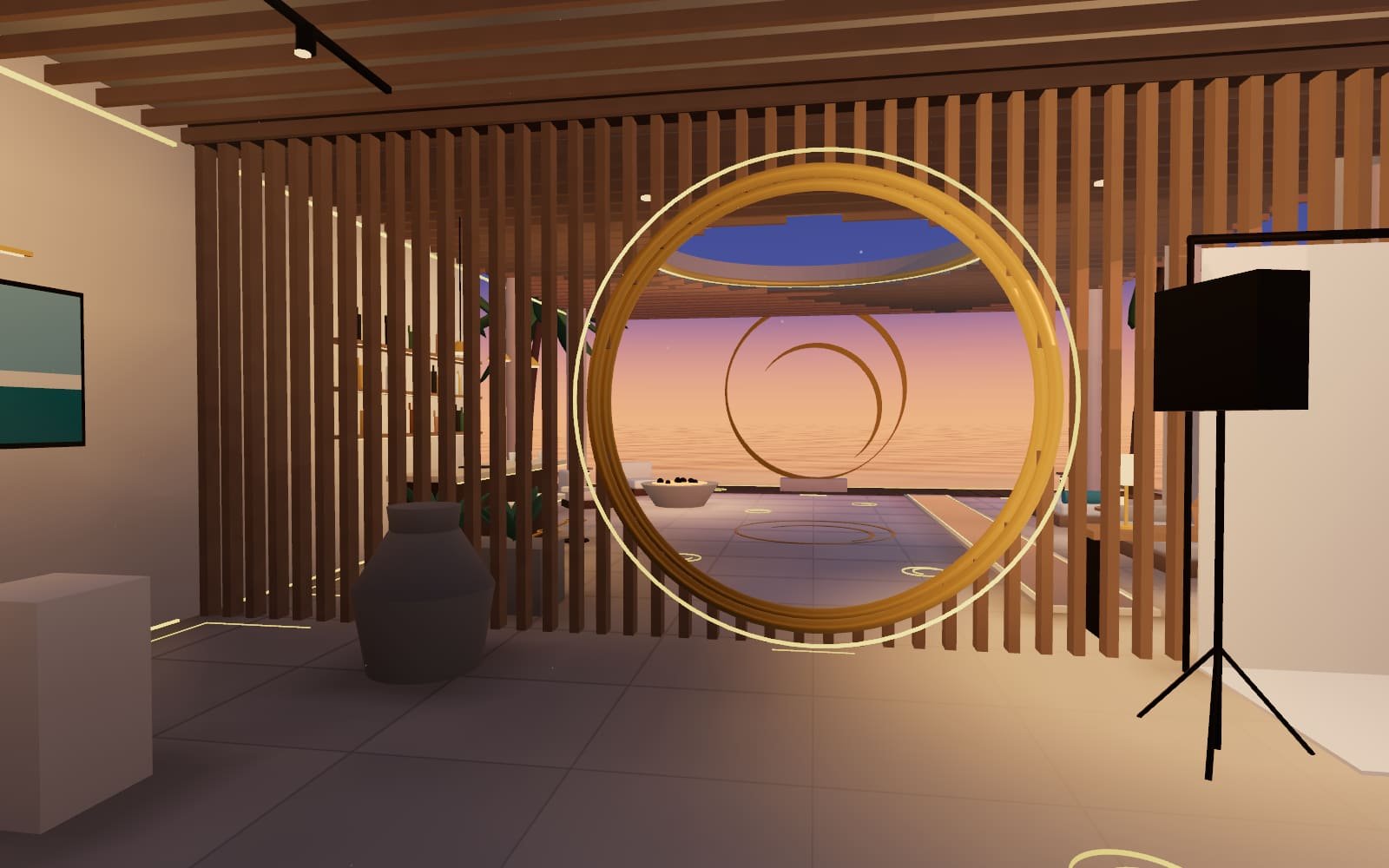 Vista de The 360 Challenge: una casa contemporánea de diez habitaciones, con el isotipo LUM360 como portal sobre la terraza