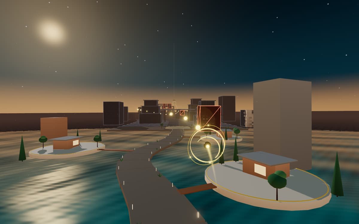 Digitaliza el Mundo: la entidad LUM360 vuela por una calzada sobre un mar turquesa de Cancún al atardecer