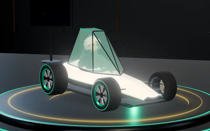 Prisma, el kart de The Architect, en la plataforma del garaje