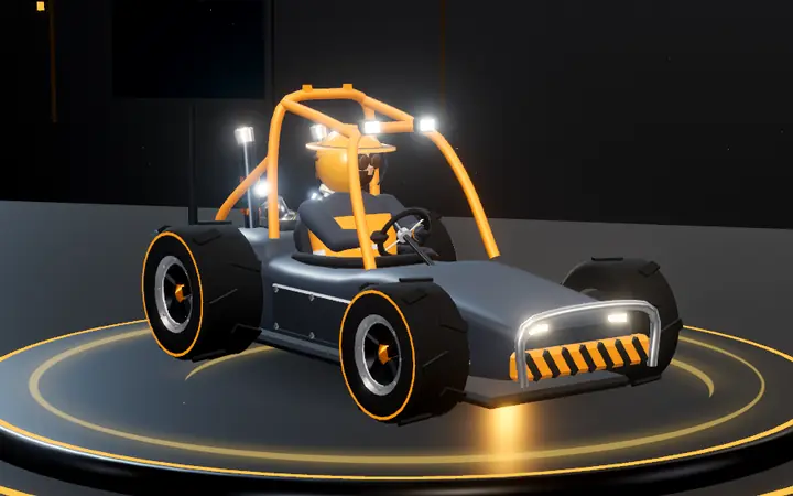 Forge M9, el kart de The Engineer, en la plataforma del garaje