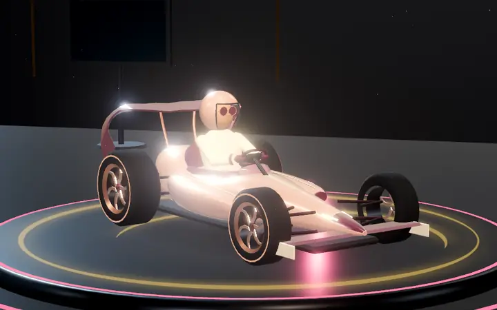 Aria Sprint, el kart de The Planner, en la plataforma del garaje