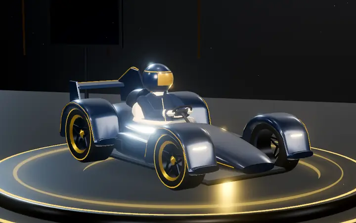 Apex Tourer, el kart de The Strategist, en la plataforma del garaje